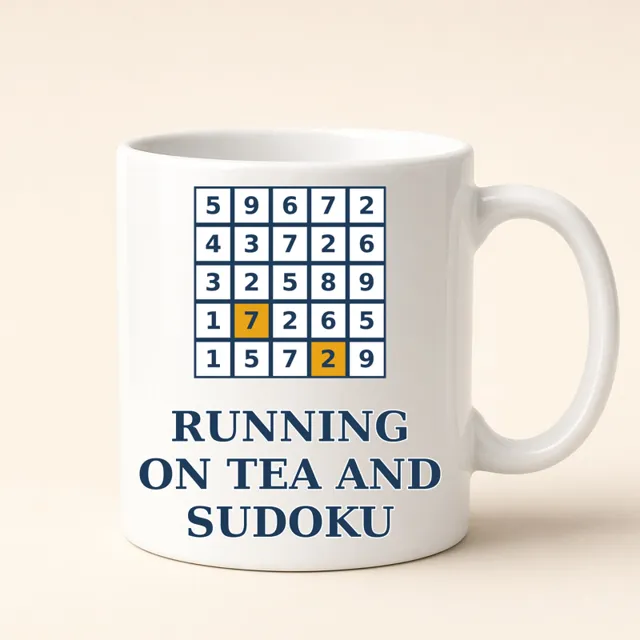 Running on Tea and Sudoku – mug