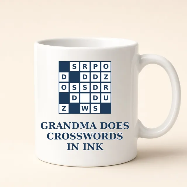 Grandma Does Crosswords in Ink – mug