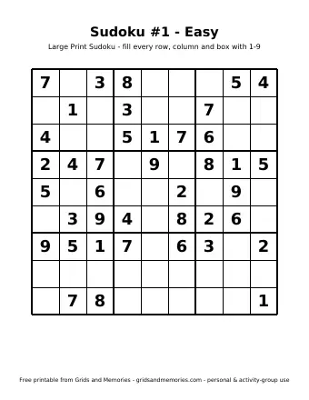 Preview of Sudoku #1 - Easy