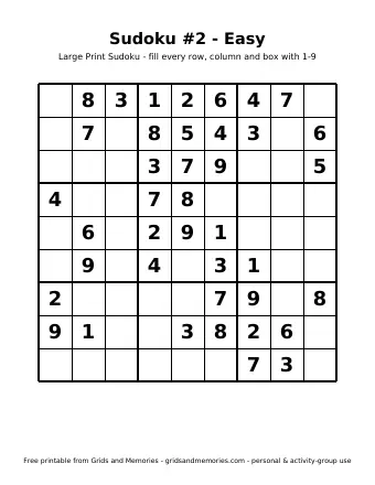 Preview of Sudoku #2 - Easy