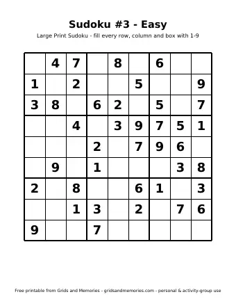 Preview of Sudoku #3 - Easy