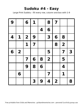 Preview of Sudoku #4 - Easy