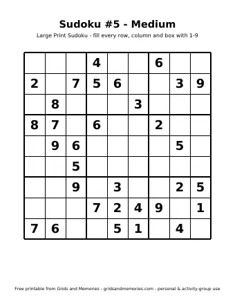 Preview of Sudoku #5 - Medium