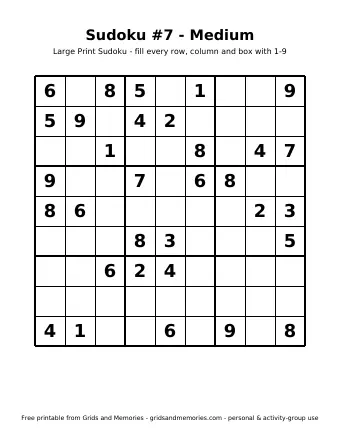 Preview of Sudoku #7 - Medium