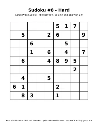 Preview of Sudoku #8 - Hard