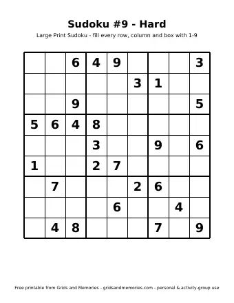 Preview of Sudoku #9 - Hard