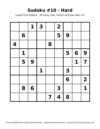 Preview of Sudoku #10 - Hard